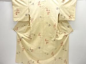 縞に絣柄織り出し手織り紬着物